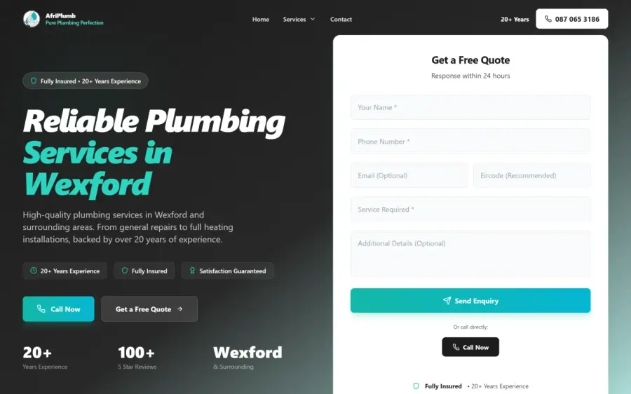 AfriPlumb, site by Eflow Solutions