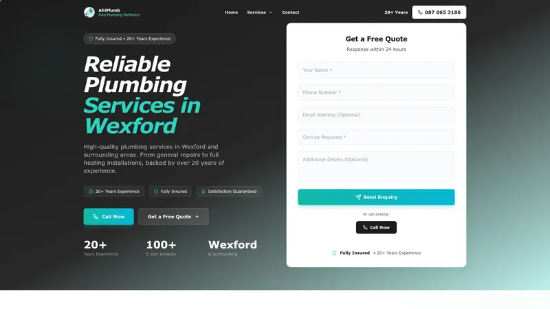 AfriPlumb website built by Eflow Solutions