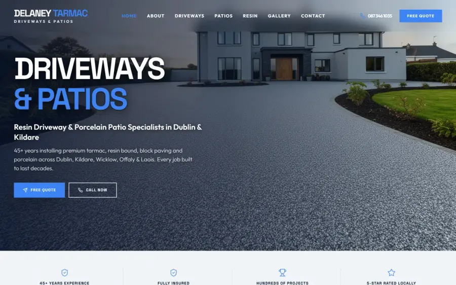 Delaney Tarmac website built by Eflow Solutions