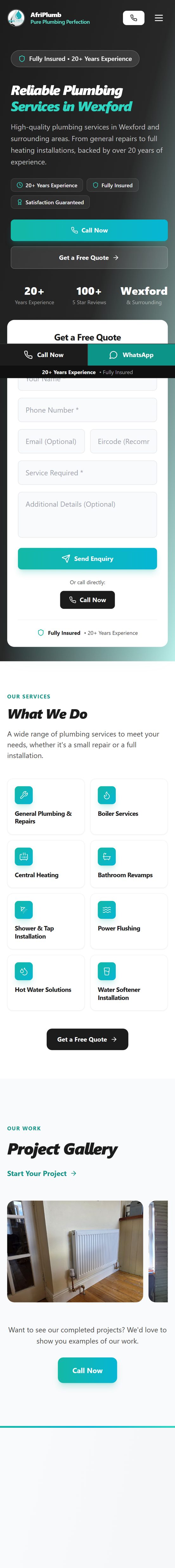 afriplumb.ie live site on mobile