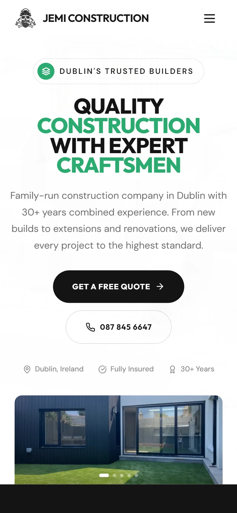 Jemi Construction mobile view