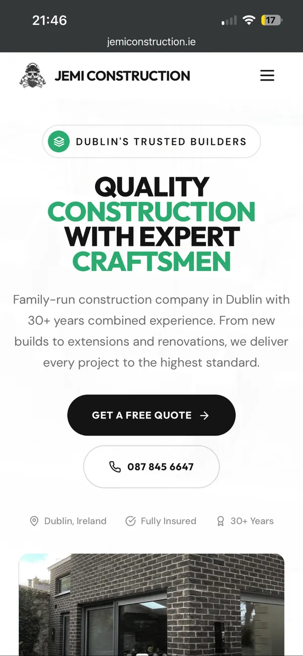 Jemi Construction website design by Eflow Solutions