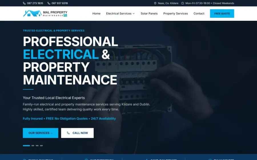 Example build by Eflow Solutions showing the standard of web design we deliver for painters and decorators in Ireland