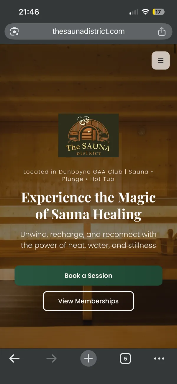 The Sauna District website design by Eflow Solutions